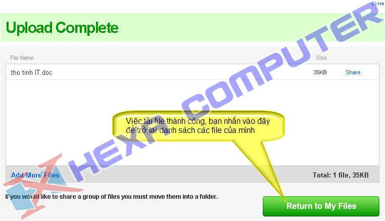 Upload file thành công